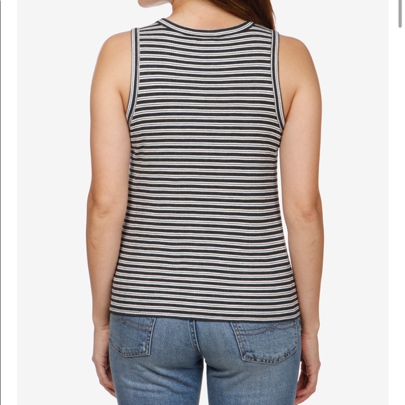 Lucky Brand Twist Top Ribbed Tank Top in Orange Coral Stripe L - Picture 4 of 16